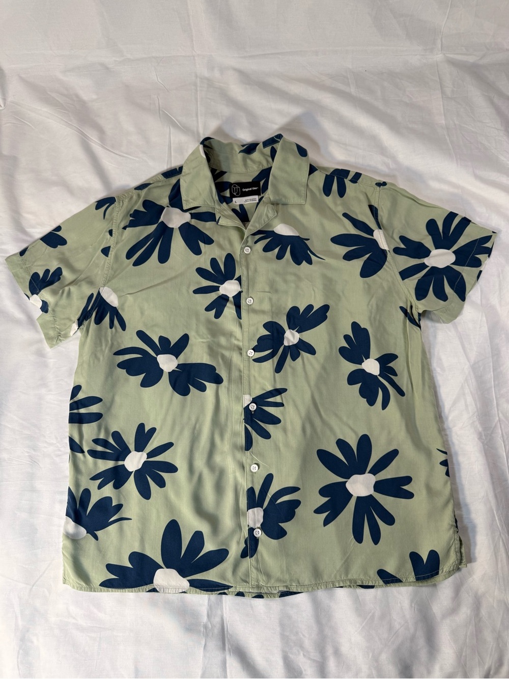 Original Use Men's Short-Sleeve Floral Button-Down Shirt - Sage & Navy Large